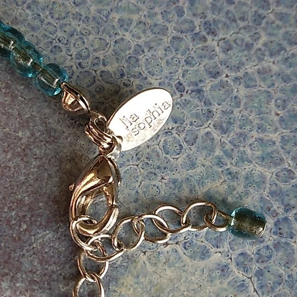 Lia Sophia Allison Floral Blue Green Crystal Beaded Necklace - Picture 9 of 9